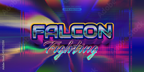 Falcon fighting editable text style effect in retro style theme ideal for poster, social media post and banner template promotion