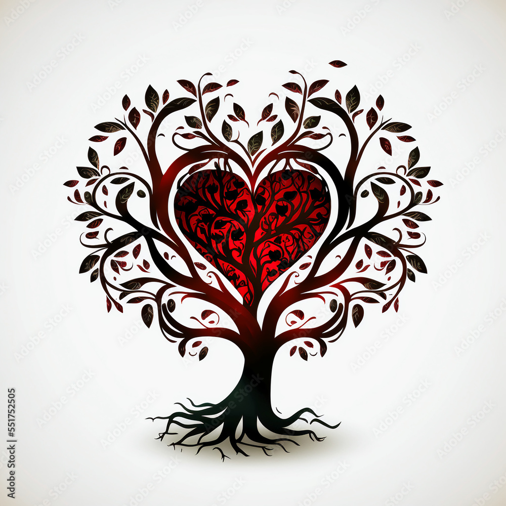 Love tree vector illustration for logo or design. Generative AI