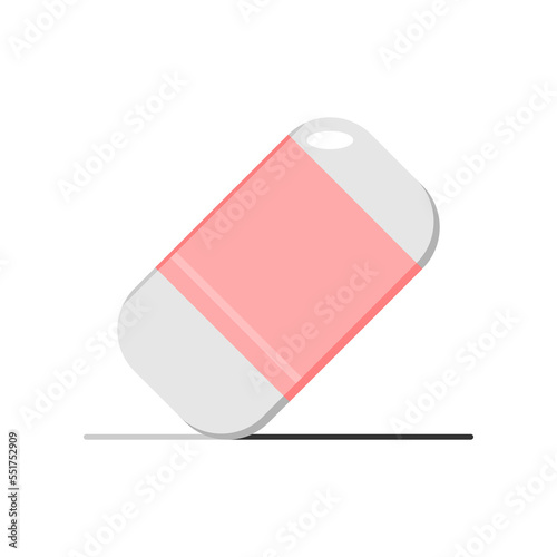Pink eraser delete line drawing of pencil icon flat vector design.