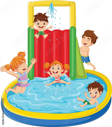 Children playing in water park