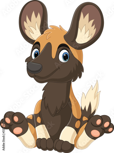 Cartoon African wild dog sitting