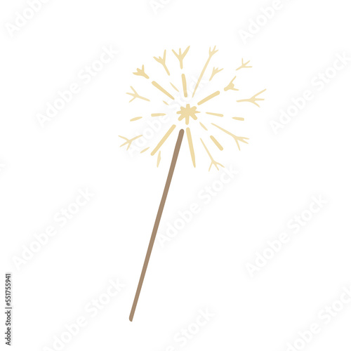 Hand drawn cute isolated clip art illustration of firework stick