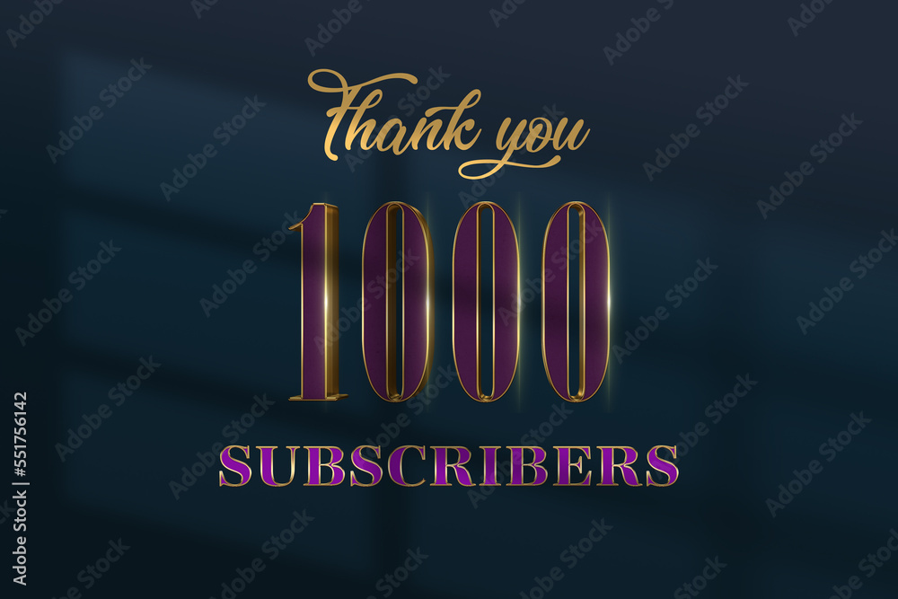 1000 subscribers celebration greeting banner with Luxury Design
