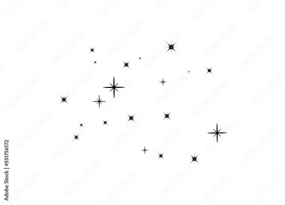 Obraz premium Fireworks star random source stream. Falling Star. Stars on a white background.