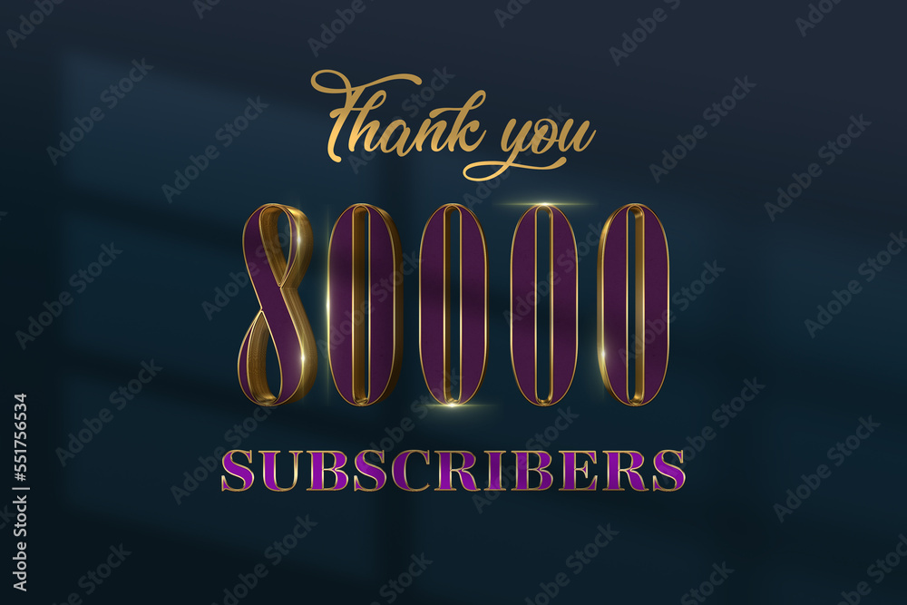 80000 subscribers celebration greeting banner with Luxury Design