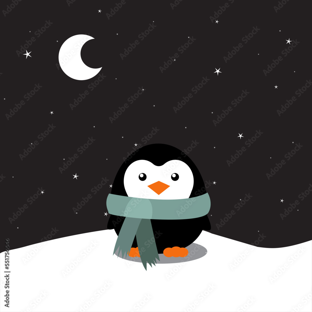 Fototapeta premium Vector penguin illustration on isolated background