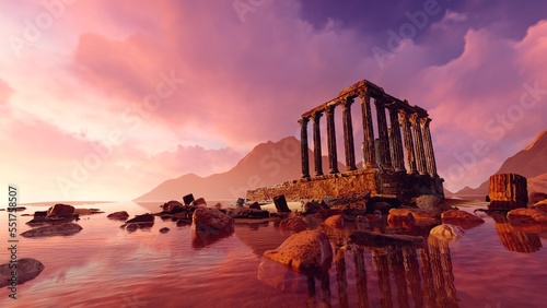 Εκτύπωση καμβά Ancient temple on the background of mountains
