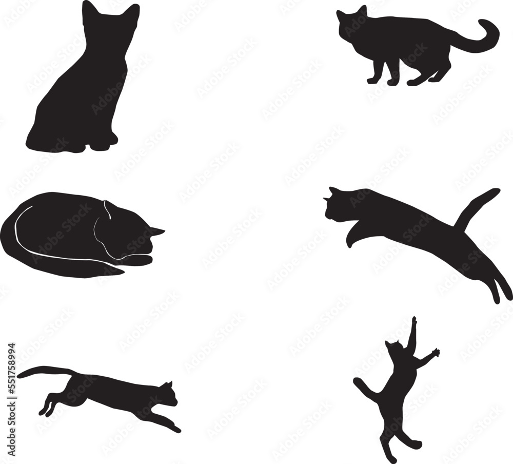 vector cats of different shapes and styles