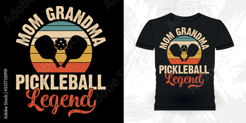 Mom Grandma Pickleball Legend Funny Pickleball Player Sports Mother's Day  Retro Vintage Pickleball T-shirt Design