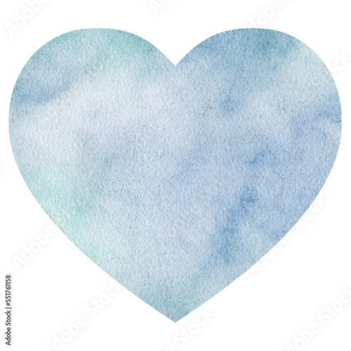 Blue Heart Watercolor Shape