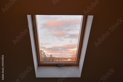 natural light inside the house through the roof window