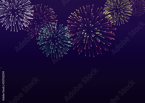 Vector Brightly Colorful Fireworks on the background of the night sky.