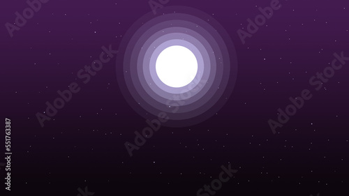 Moon at night colorful minimal background with stars and cartoon design