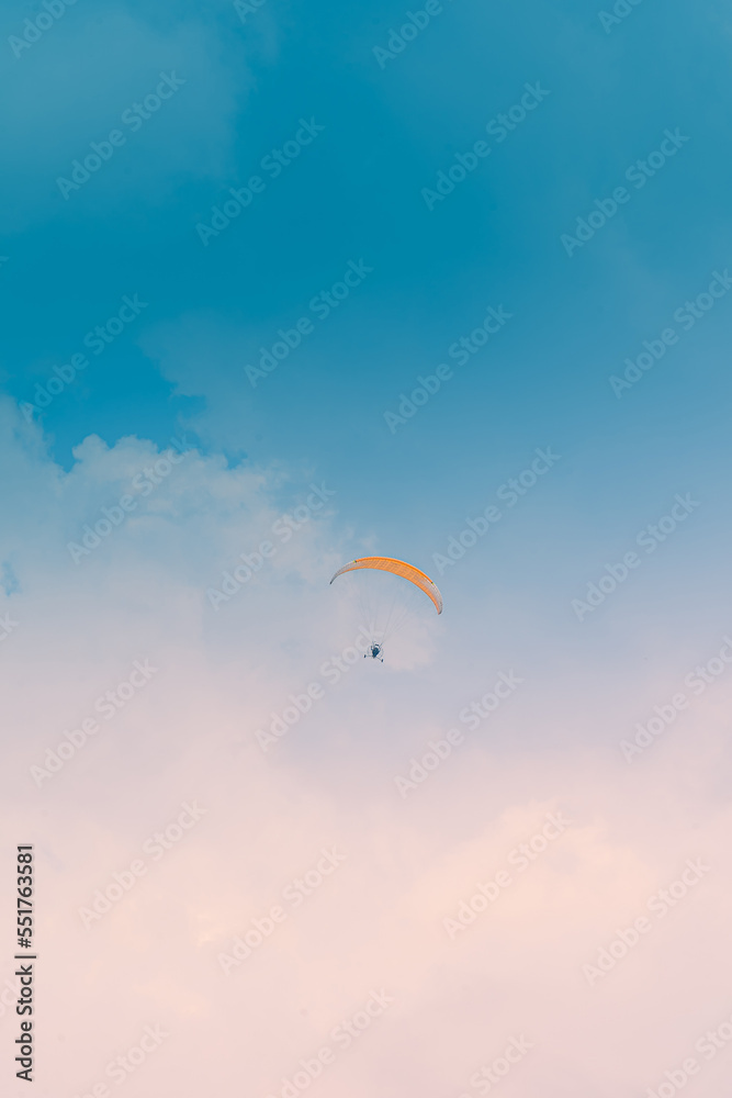 Motor Paraglider flying over sky of Ho Chi Minh City, Vietnam during New Year Festival and National Day Motor Paraglider flying over sky of Ho Chi Minh City, Vietnam during New Year Festival and National Day