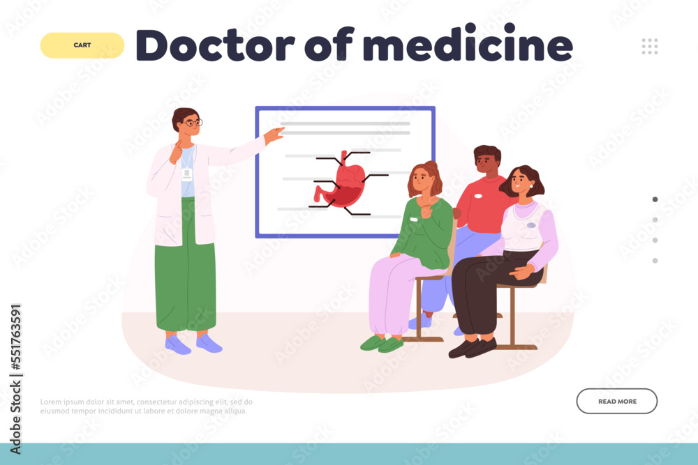 Doctor of medicine concept of landing page with medical school lecture in university