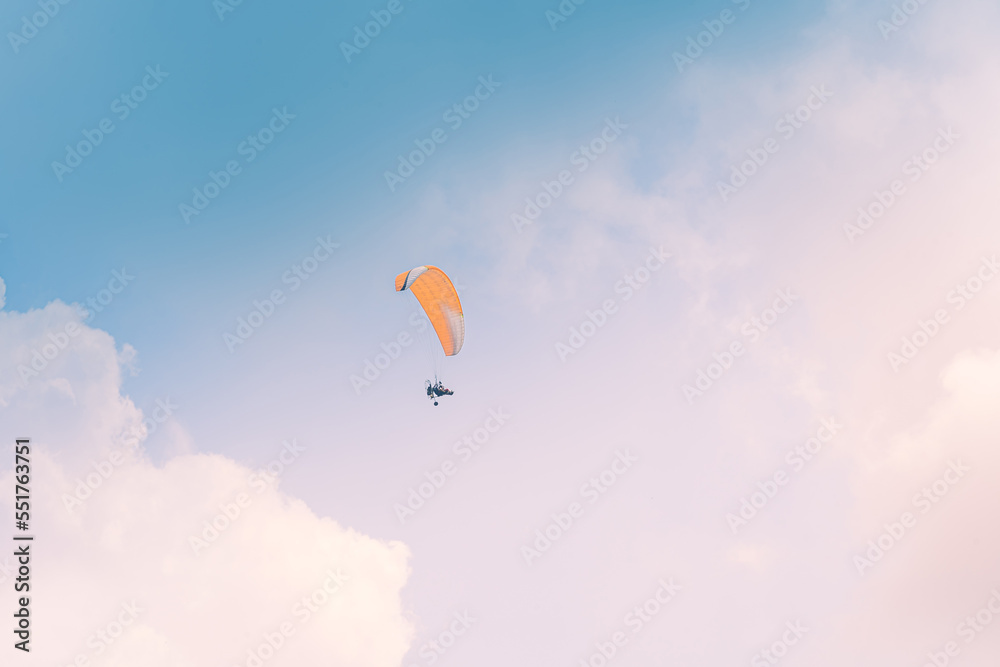 Motor Paraglider flying over sky of Ho Chi Minh City, Vietnam during New Year Festival and National Day Motor Paraglider flying over sky of Ho Chi Minh City, Vietnam during New Year Festival and National Day