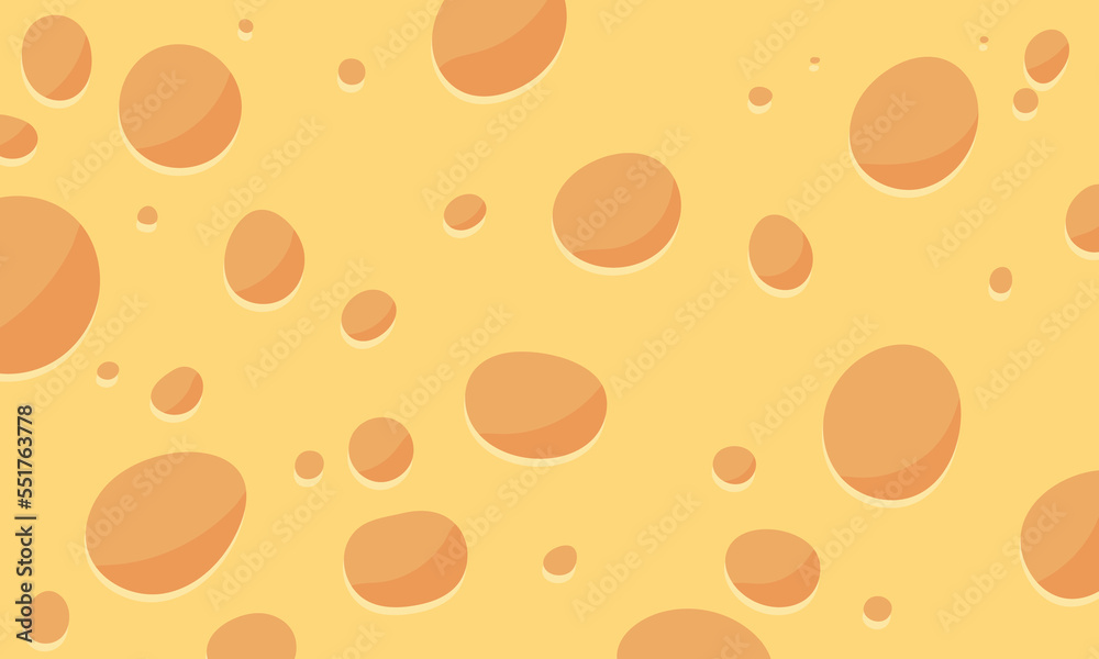 flat cartoon cheese background. Template for your design. A piece of delicious cheese. Vector illustration