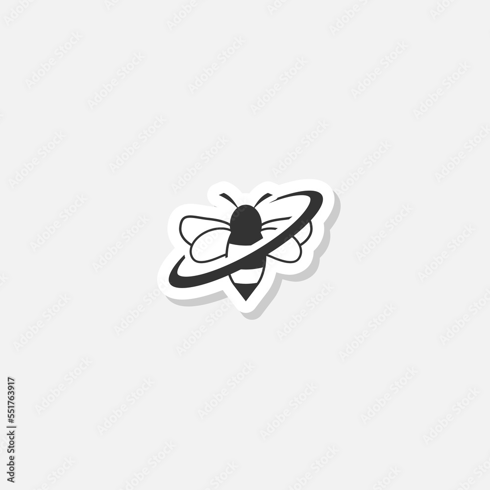 Bee circle logo sticker isolated on white Bee circle logo sticker isolated on white