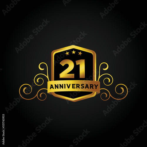 Happy 21st Year anniversary celebration vector template