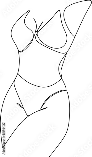 Female body line drawing. Female figure creative modern abstract line drawing. Vector minimalist design for wall art, print, card, poster.