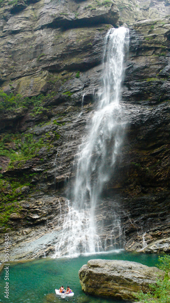 The famous Sandiquan Waterfall in Lushan Mountain, Jiujiang City, Jiangxi Province, China, has the reputation of 