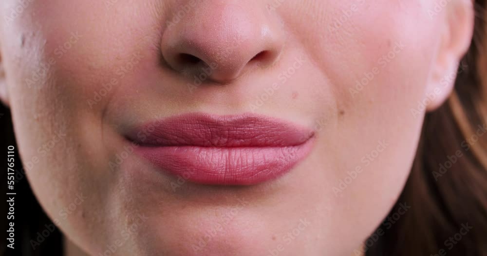 Emotional woman talking, closeup view of lips Emotional woman talking, closeup view of lips