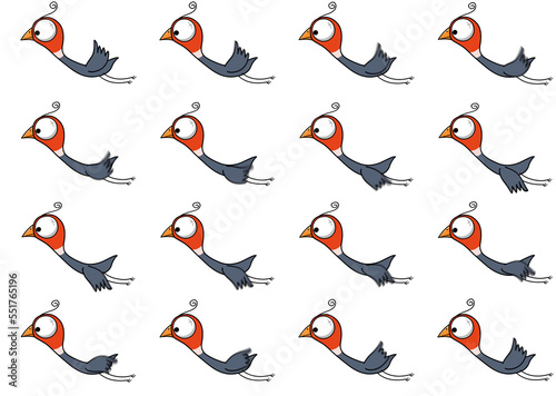 Egret, Heron Flying bird animation sheet for video games.