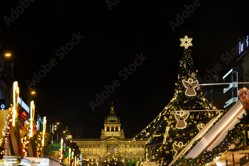 Wenceslas square at Christmas time, Prague, Czech Republic