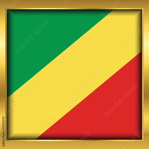 Free Download Republic of Congo Flag,Republic of Congo flag golden square button,Vector illustration eps10 - GFXLoad