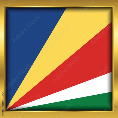 Seychelles Flag,Seychelles flag golden square button,Vector illustration eps10.