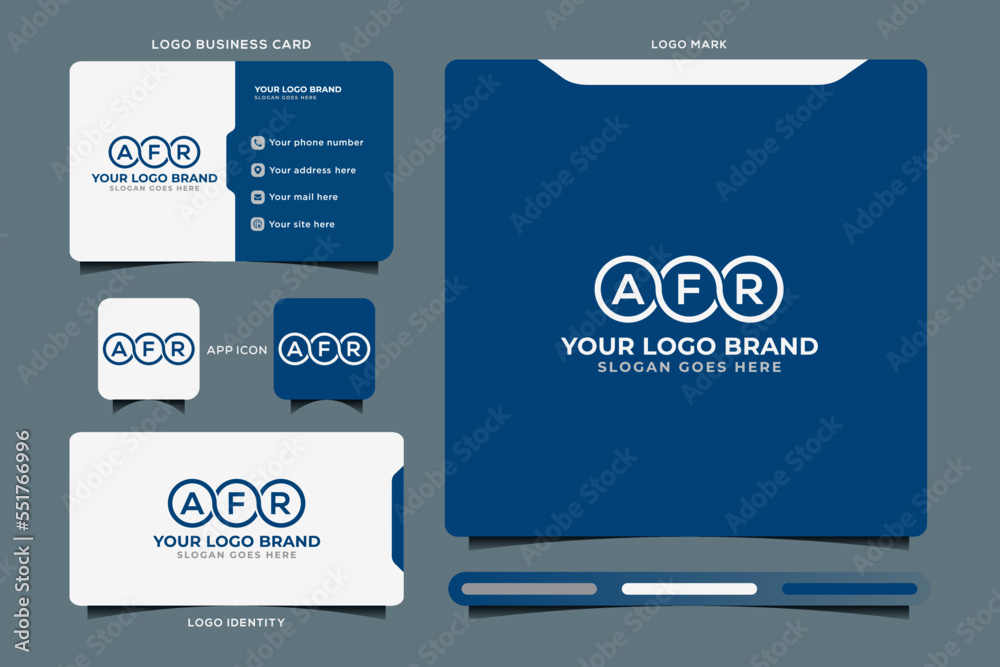 Obraz premium AFR initial monogram logo vector, AFR circle shape logo template corporate identity business card