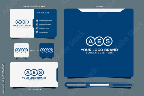 AES initial monogram logo vector, AES circle shape logo template corporate identity business card
