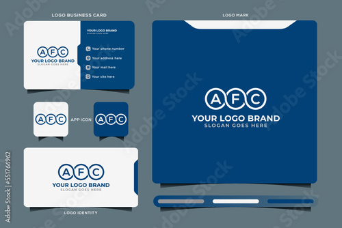 AFC initial monogram logo vector, AFC circle shape logo template corporate identity business card
