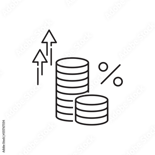 Inflation line icon. Money tax rate sign. Financial interest symbol. Quality design element. Linear style inflation icon. Editable stroke