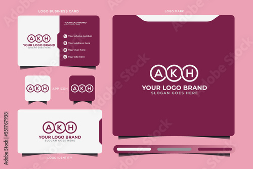 AKH initial monogram logo vector, AKH circle shape logo template corporate identity business card
 photo