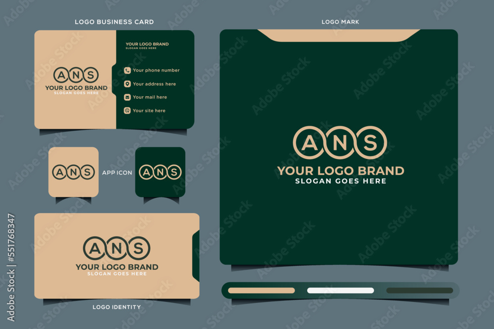 Fototapeta premium ANS initial monogram logo vector, ANS circle shape logo template corporate identity business card 