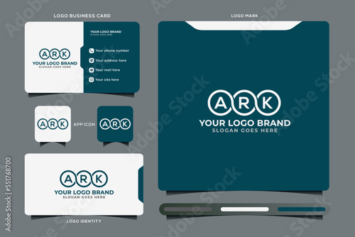ARK initial monogram logo vector, ARK circle shape logo template corporate identity business card
