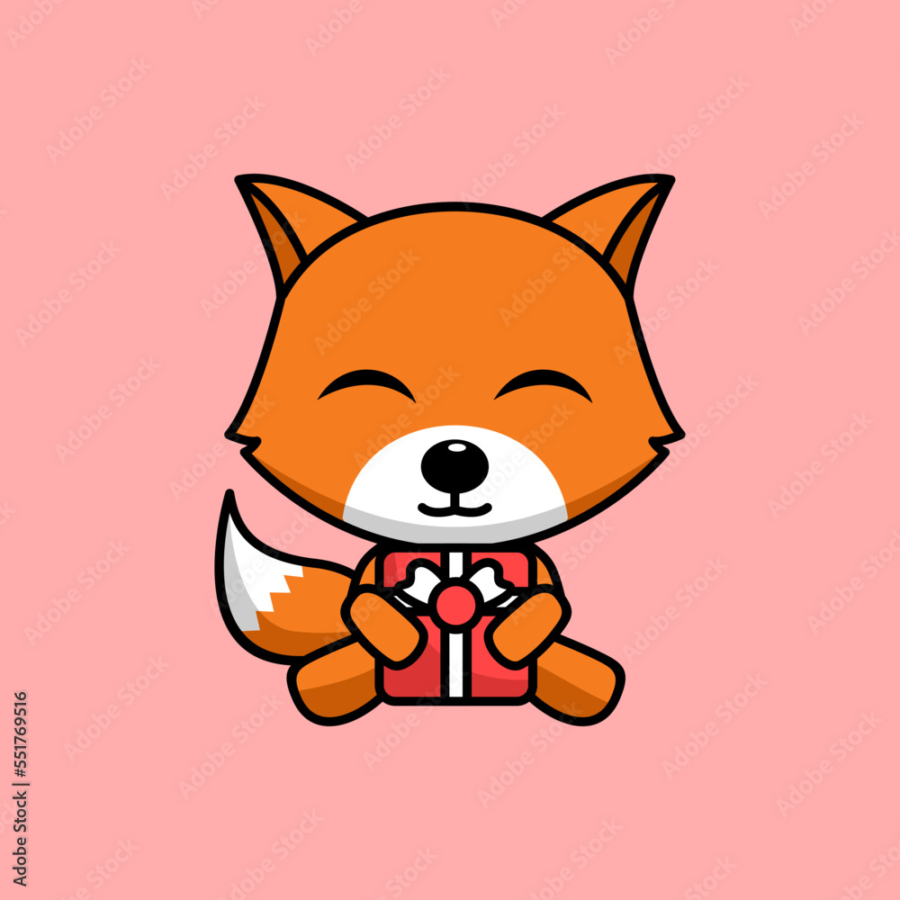 Vector illustration of cute and chubby fox Vector illustration of cute and chubby fox