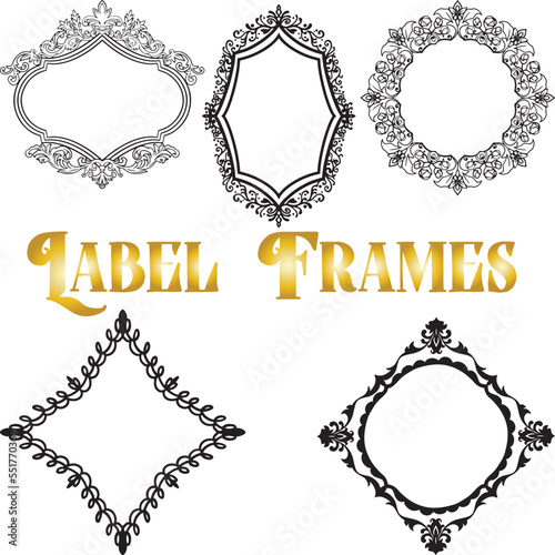 Vintage label frames are perfect for adding a bit of elegance to any wedding or other event. This frame clipart features various types of vintage-style labels in different shapes.
