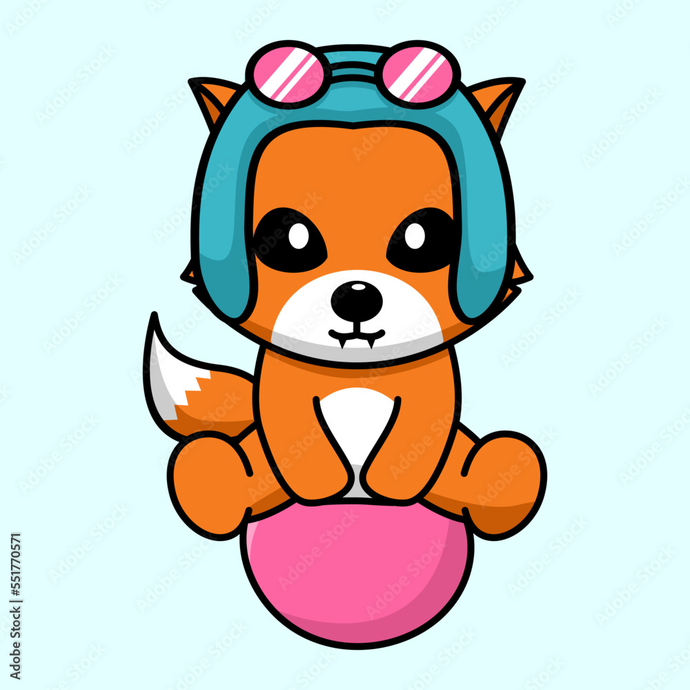 Obraz premium Vector illustration of cute and chubby fox