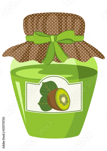 Glass jar with kiwi jam