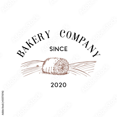 Bakery Company, logo with hay bale in vector