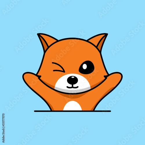 Vector illustration of cute and chubby fox