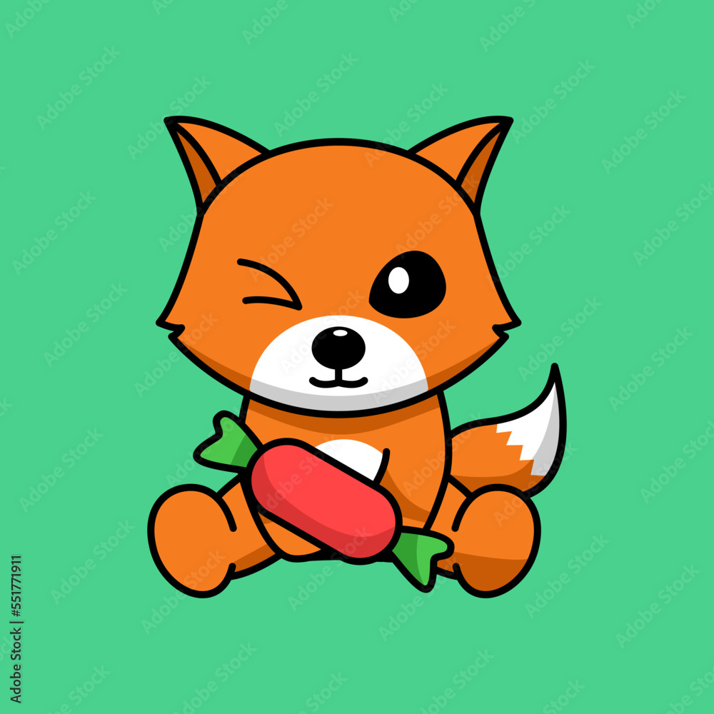 Vector illustration of cute and chubby fox