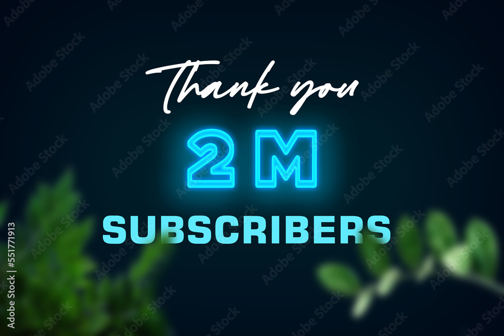 2 Million subscribers celebration greeting banner with Glow Design 2 Million subscribers celebration greeting banner with Glow Design