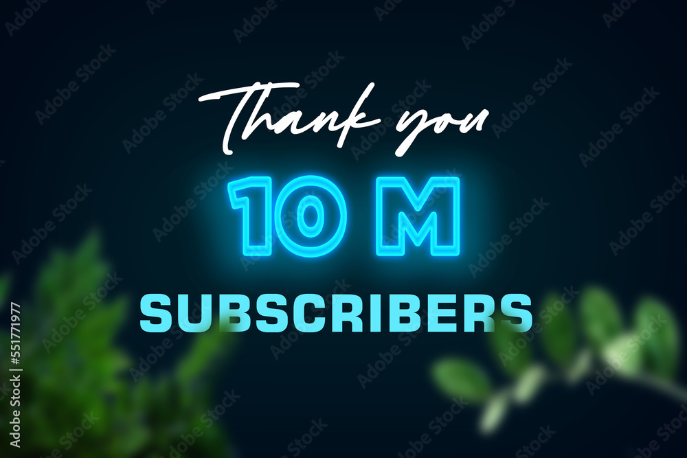 10 Million subscribers celebration greeting banner with Glow Design