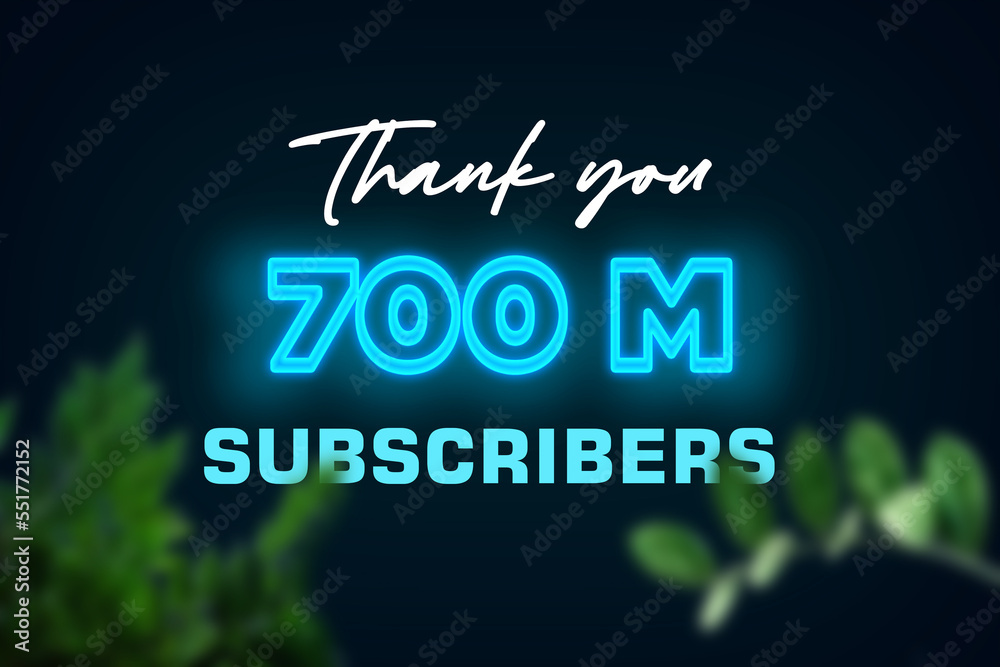 700 Million subscribers celebration greeting banner with Glow Design 700 Million subscribers celebration greeting banner with Glow Design