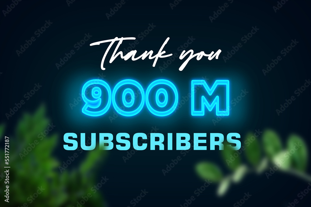 900 Million  subscribers celebration greeting banner with Glow Design