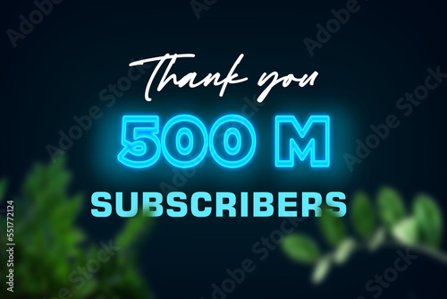 500 Million  subscribers celebration greeting banner with Glow Design