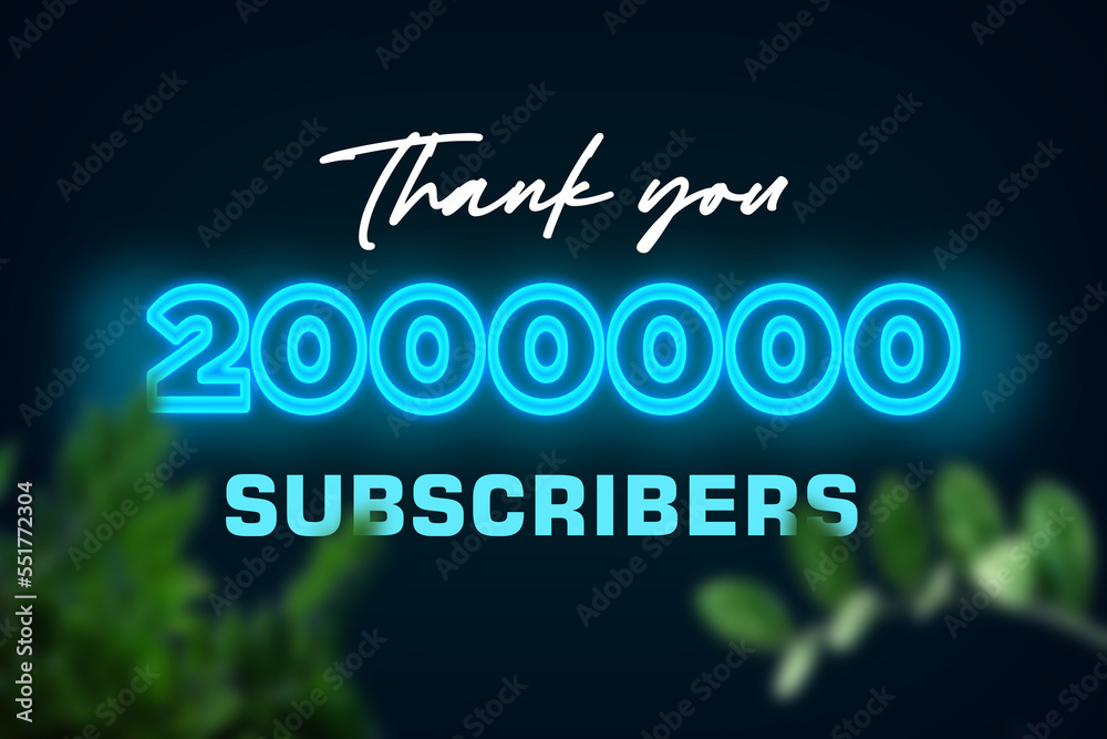 2000000 subscribers celebration greeting banner with Glow Design 2000000 subscribers celebration greeting banner with Glow Design